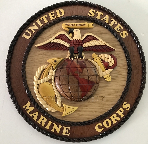 Tranh Gỗ Ghép Treo Tường- Huy hiệu United States Marine Corps