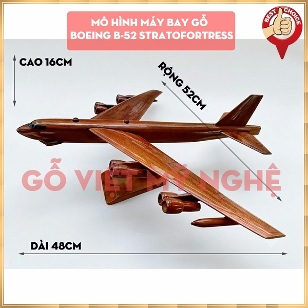 Mô hình máy bay gỗ máy bay ném bom Boeing B-52 Stratofortress - Dài 48cm - Gỗ tự nhiên