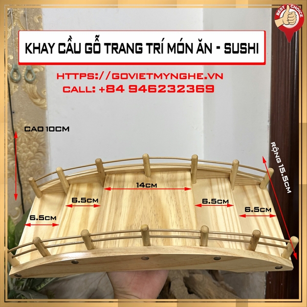 [Dài 40cm - 3 Tầng - Hàng chuẩn Nhật] Khay cầu gỗ trang trí món ăn Sushi Nhật Bản _ Khay gỗ trang trí món ăn - 3 tầng - Gỗ thông