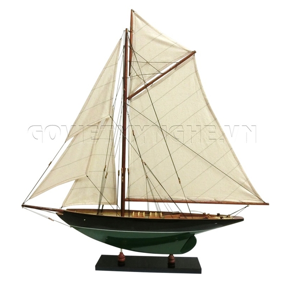 Mô Hình Du Thuyền Gỗ Penduick (Thân 70cm - Sơn Đen/Xanh Lá)