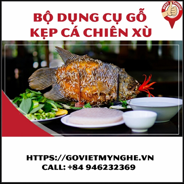 Bộ dụng cụ gỗ hỗ trợ kẹp cá chiên xù - hỗ trợ trang trí món ăn - Màu gỗ tự nhiên không hóa chất - Cao 15cm