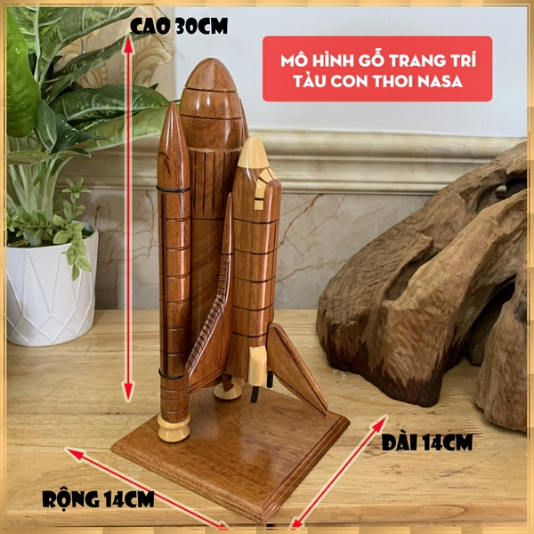 Mô hình gỗ trang trí tàu con thoi NASA - Chiều cao 30cm - Gỗ tự nhiên