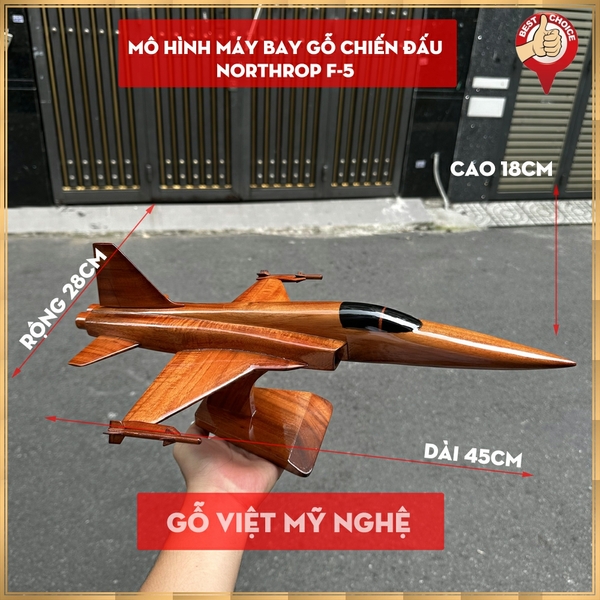 Mô hình máy bay gỗ chiến đấu Northrop F-5 - Hàng thủ công mỹ nghệ Việt nam xuất khẩu - Dài 45cm - Gỗ tự nhiên