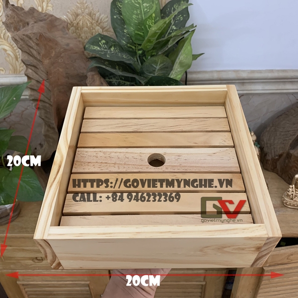 [Vuông 20x20cm] Khay gỗ trang trí món ăn - Khay gỗ trang trí sushi sashimi cho nhà hàng Nhật - Gỗ Thông- Chuẩn xuất khẩu