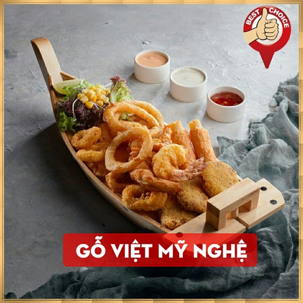 [Dài 45cm - 55cm - 65cm - 75cm] Khay thuyền gỗ trang trí sushi - khay thuyền gỗ sashimi thuyền gỗ sushi - Gỗ thông