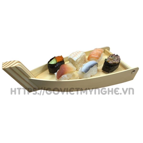 Khay thuyền gỗ trang trí Sushi & Sashimi Nhật Bản - Dài 30cm