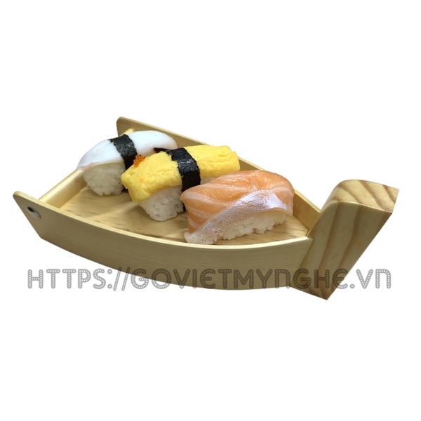Khay thuyền gỗ trang trí Sushi & Sashimi Nhật Bản - Dài 20cm
