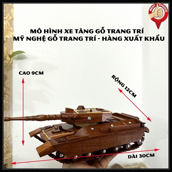 Mô hình xe tăng gỗ trang trí nhà cửa - quà tặng thủ công mỹ nghệ Việt Nam - quà tặng mỹ nghệ gỗ trang trí