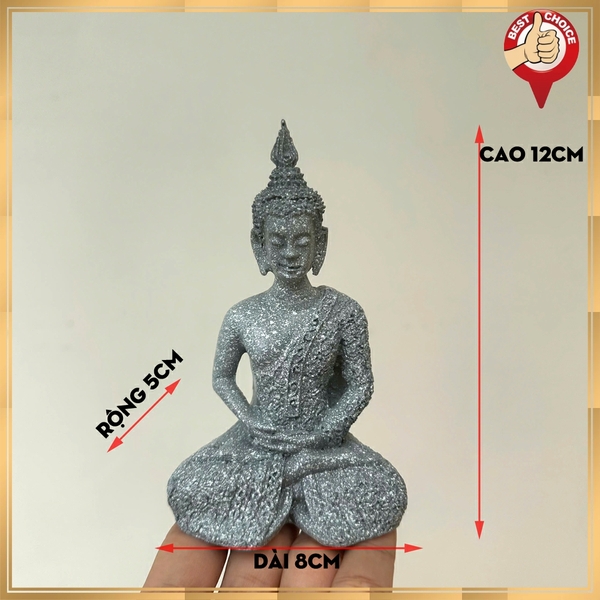 Tượng đá trang trí Tượng Phật Thái Thủ Ấn - Thiền thủ ấn - Chiều cao 12cm - Đá xám