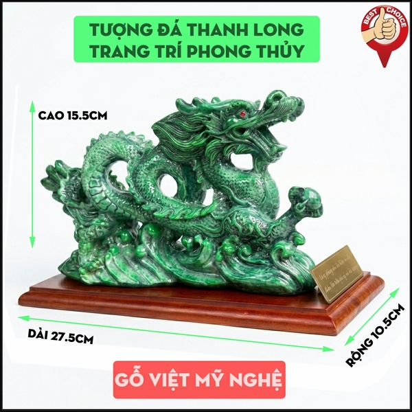 Tượng đá trang trí Thanh Long phong thủy - Tượng Rồng trang trí phong thủy bàn làm việc - Dài 26cm