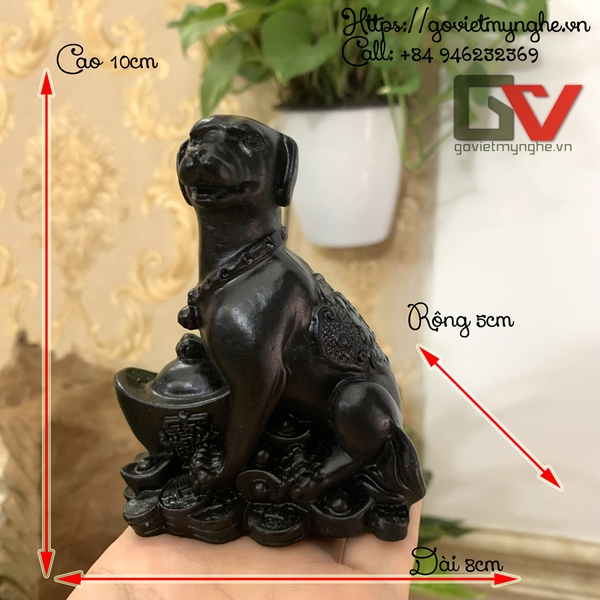 Tượng đá con chó trang trí tượng chó giữ tài lộc phong thủy nhà cửa - Cao 10cm