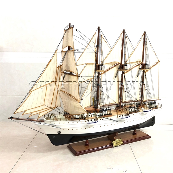 Mô Hình Thuyền Gỗ Huấn Luyện Hải Quân Esmeralda - Thân 85cm - Gỗ Sơn