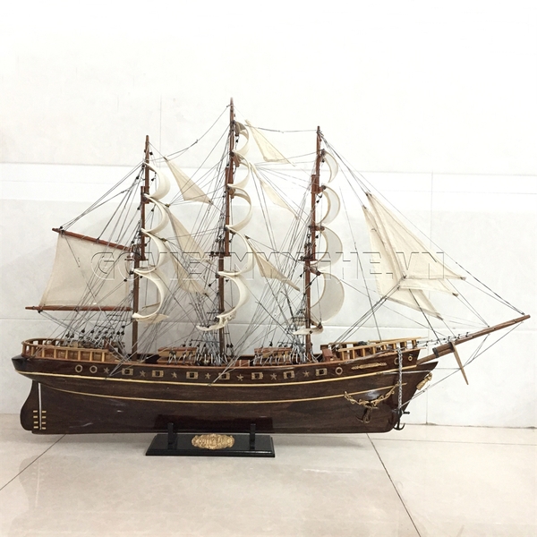 [Dài 100cm - chuẩn xuất khẩu] Mô hình thuyền gỗ thuyền trang trí tàu chiến cổ Cutty Sark - Gỗ muồng đen - Thân tàu dài 80cm - Buồm vải bố