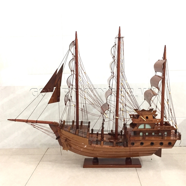 [Dài 120cm] Mô hình thuyền buồm gỗ trang trí phong thủy thuận buồm xuôi gió - quà tặng khai trương - quà Tân Gia -Gỗ Tràm