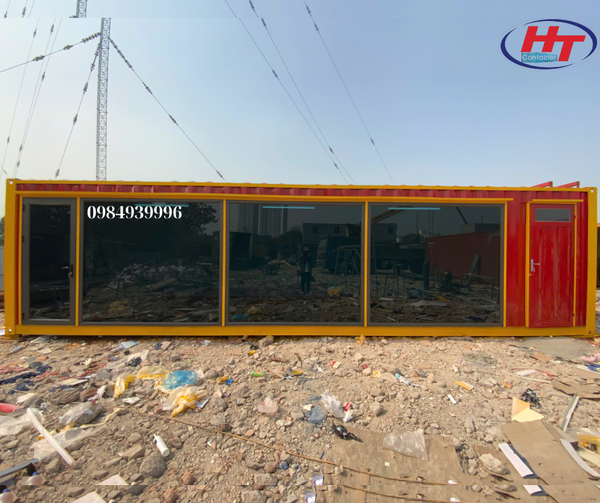 Mẫu container văn phòng dựng mới 10m – Sơn theo yêu cầu, cửa kính rộng, toilet đầy đủ