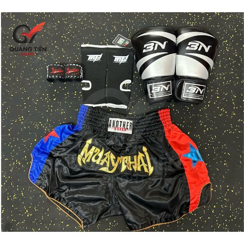COMBO TẬP BOXING CƠ BẢN GĂNG BOXING + BĂNG ĐA + QUẦN MUAY + TẤT BẢO VỆ - ĐEN