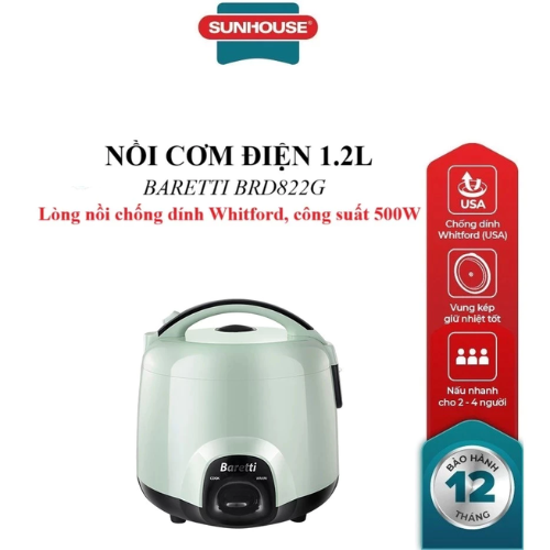 Nồi cơm điện 1.2L Baretti BRD822G