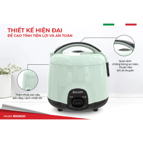 Nồi cơm điện 1.2L Baretti BRD822G