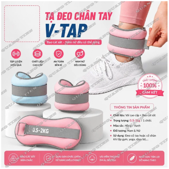 Tạ đeo chân, Dụng cụ hổ trợ đeo tay chân tập Yoga, Gym, Chạy Bộ, Tập thể dục tại nhà V-TAP (giá 1 chiếc)