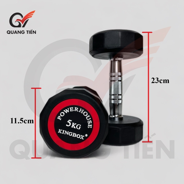 Tạ tay đơn KINGBOX 5kg thép bọc cao su vát cạnh cao cấp chính hãng