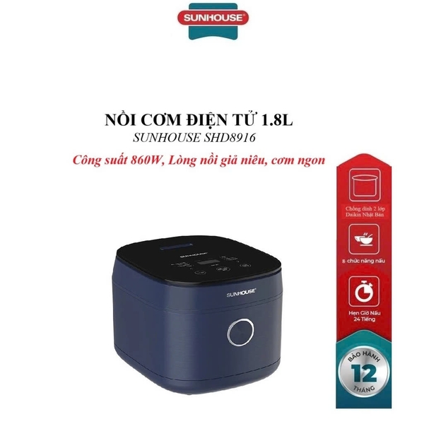 Nồi cơm điện tử 1.8L Sunhouse SHD8916