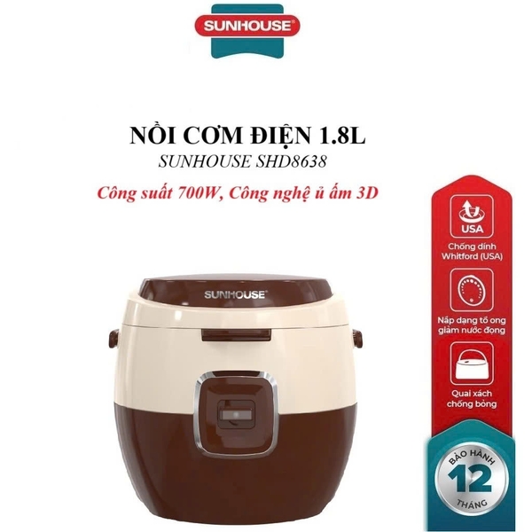 Nồi cơm điện 1.8L Sunhouse SHD8638