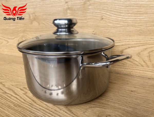 Nồi inox Fivestar 3 đáy inox 430 16 cm vung kính, đun từ