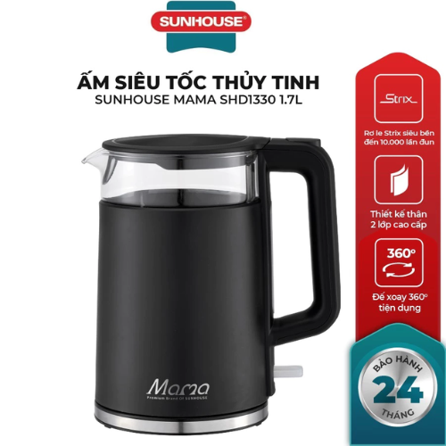 Ấm siêu tốc thủy tinh 1.7L Sunhouse SHD1330