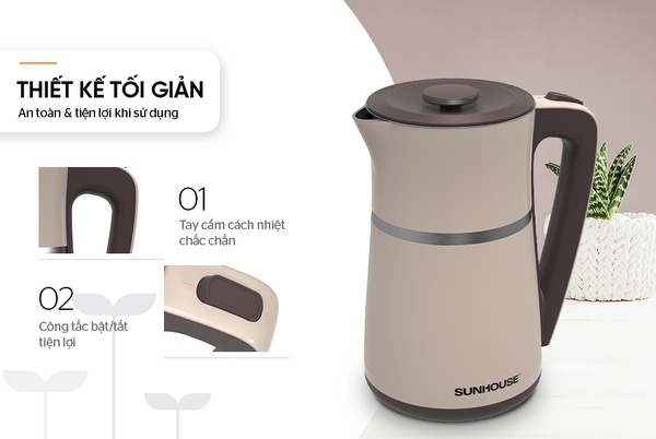 Ấm siêu tốc Inox 2 lớp 1.7L Sunhouse SHD1360
