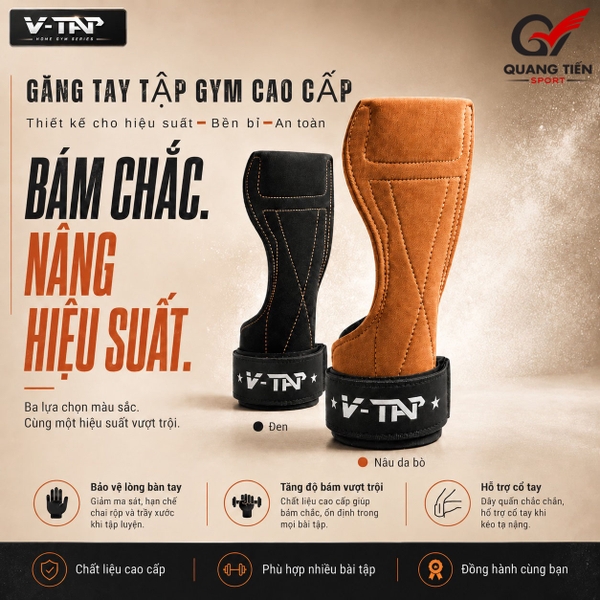 Găng Tay Tập Gym, Dây Kéo Lưng Lifting Straps V-TAP Chính Hãng