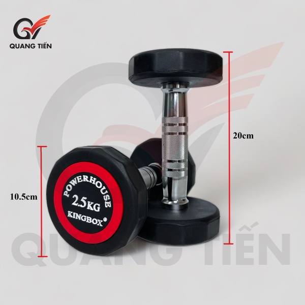 Tạ tay đơn KINGBOX 2.5kg thép bọc cao su vát cạnh cao cấp chính hãng