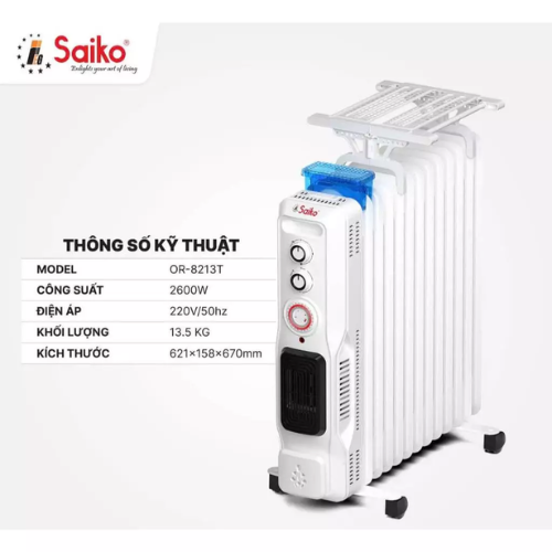 Máy sưởi dầu Sailko OR-8213T 13 thanh và OR-8211T 11 thanh
