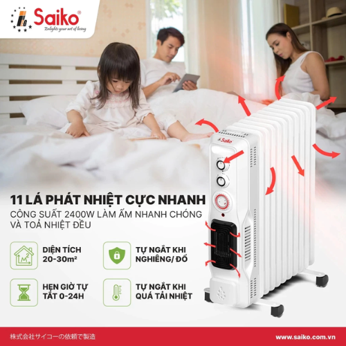Máy sưởi dầu Sailko OR-8213T 13 thanh và OR-8211T 11 thanh