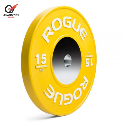 Tạ bánh cao su lõi thép nhỏ ROGUE cao cấp 15kg lỗ 50 nhập khẩu - Màu Vàng (1 cặp)