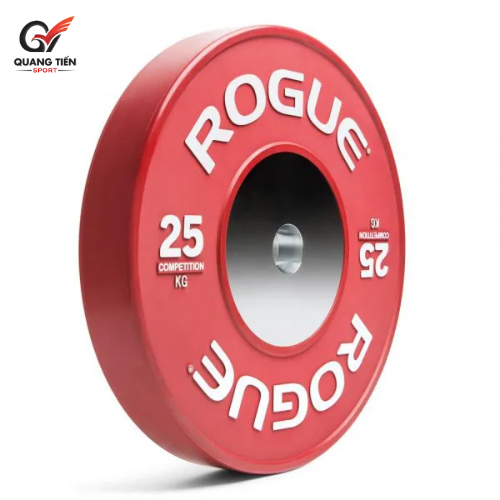 Tạ bánh cao su lõi thép nhỏ ROGUE cao cấp 25kg lỗ 50 nhập khẩu - Màu đỏ (1 cặp)