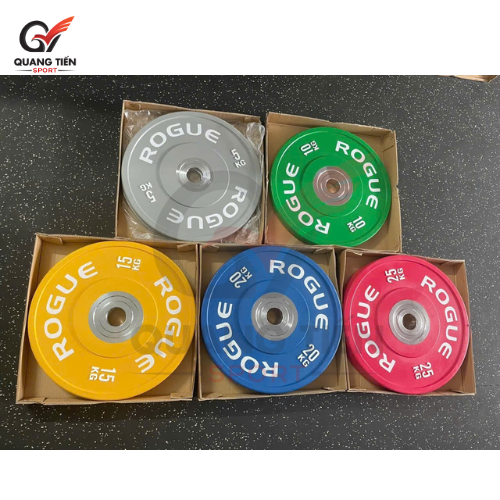 Tạ bánh cao su lõi thép nhỏ ROGUE cao cấp 15kg lỗ 50 nhập khẩu - Màu Vàng (1 cặp)
