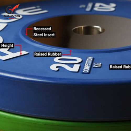 Tạ bánh cao su lõi thép to ROGUE cao cấp 10kg lỗ 50 nhập khẩu - màu Xanh Lá (1 cặp)