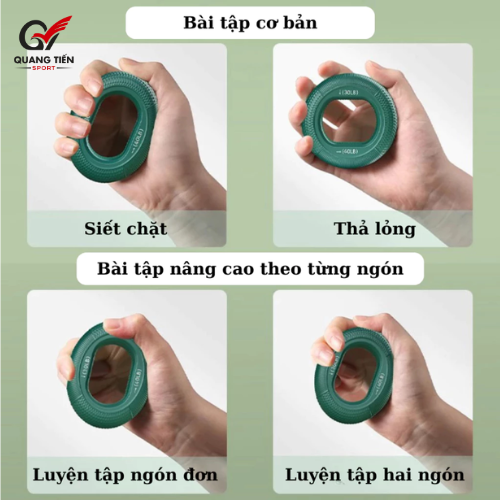 Vòng silicon tập cơ tay công thái học, cầm nắm luyện tập sức mạnh ngón tay phục hồi chức năng