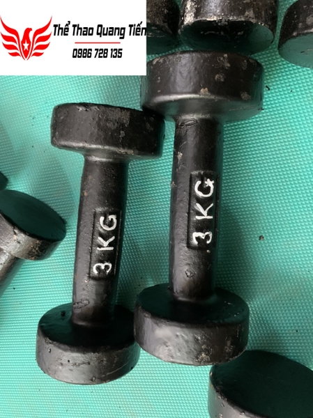 Tạ tay gang đúc liền khối 3 kg loại đẹp 2021 ( giá 1 chiếc)