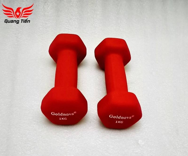 Tạ tay thép bọc su chất liệu nhung gai cao cấp Goldnova đỏ 1kg (giá 1 chiếc)