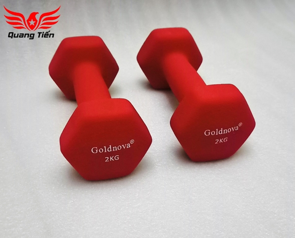 Tạ tay thép bọc su chất liệu nhung gai cao cấp Goldnova đỏ 2kg (giá 1 chiếc)