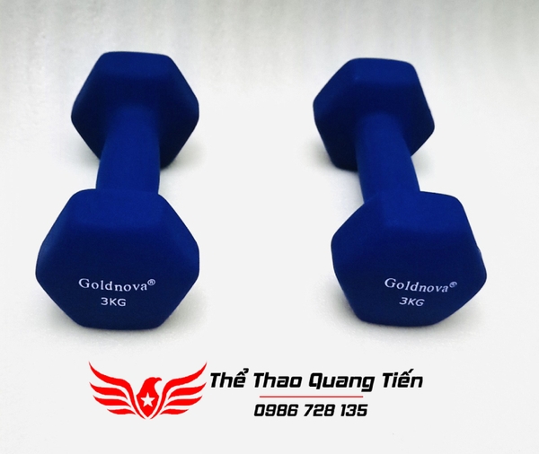 Tạ tay thép bọc su chất liệu nhung gai cao cấp Goldnova 3kg (giá 1 chiếc)
