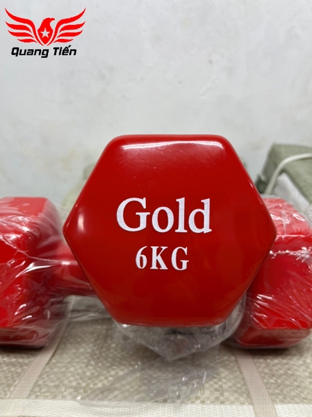 Tạ tay cao su Gold cao cấp 6 kg đỏ (giá 1 chiếc)