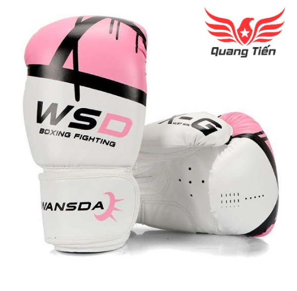 Găng tay boxing WSD chính hãng màu trắng hồng