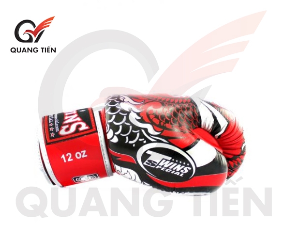 Găng Tay Boxing Twins FBGVL3-52 RỒNG NAGAS SILVER/RED