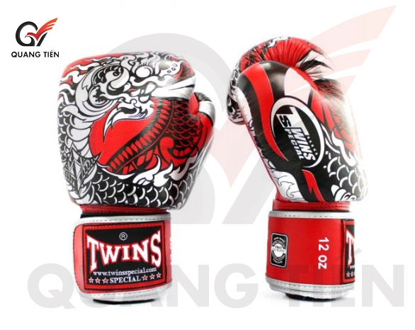 Găng Tay Boxing Twins FBGVL3-52 RỒNG NAGAS SILVER/RED