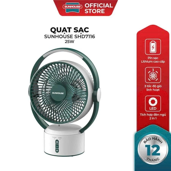 Quạt sạc Sunhouse SHD7116