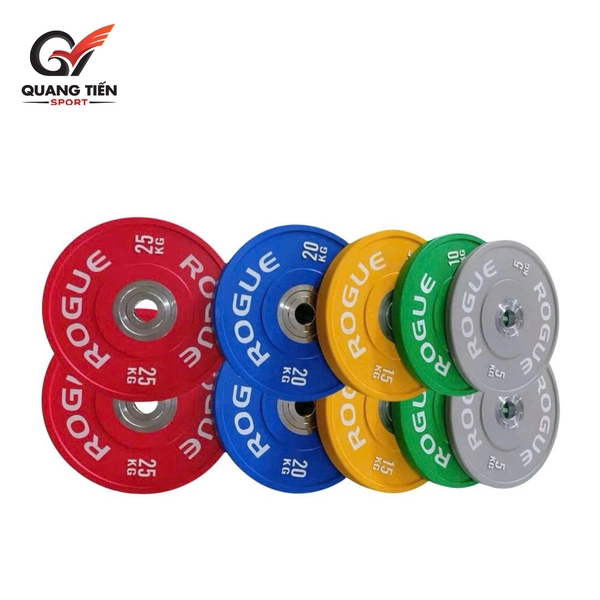 Tạ bánh cao su lõi thép nhỏ ROGUE cao cấp lỗ 50 nhập khẩu (set 5-25kg) (1 đôi bánh)
