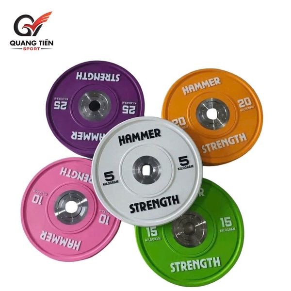 Tạ bánh cao su lõi thép nhỏ Hammer Strength cao cấp lỗ 50 nhập khẩu (giá 1 cặp)