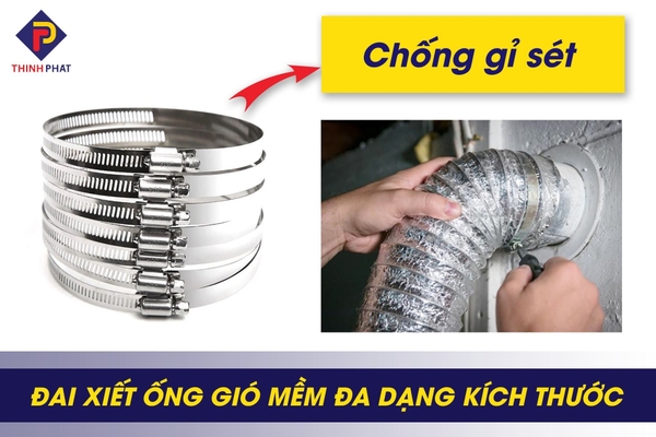 Đai xiết inox ống gió mềm chống gỉ sét cực tốt